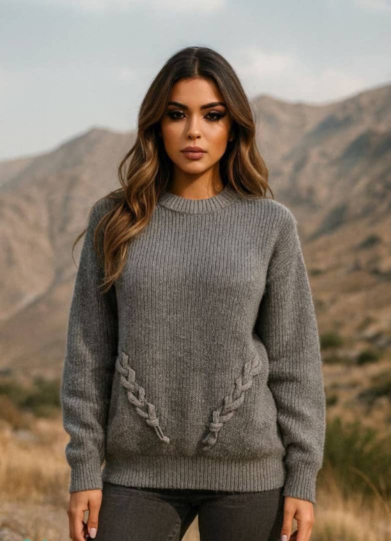 بافت گیسو یقه، گرد، طوسی